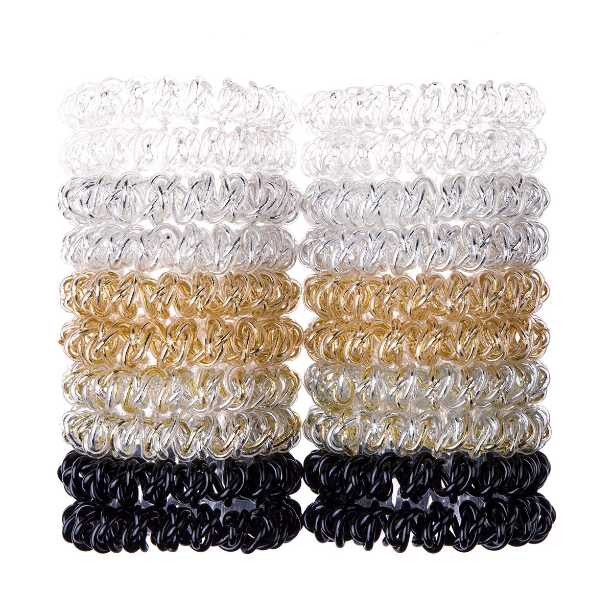 Haierly 20pcs Spiral Hair Ties Cayder No Crease Elastic Ponytail