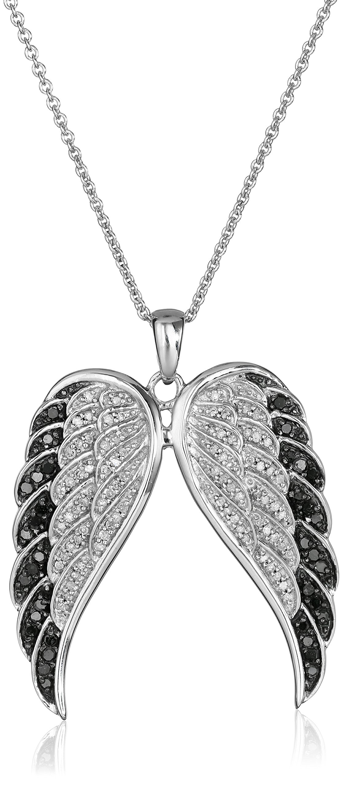Amazon Collection Sterling Silver Dog Pendant Necklace With White & Black Diamonds (1/2 Ct Tw), 18" Chain - View #11