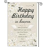 Happy Birthday in Heaven Banner Funeral Memorial Flags Cemetery Funeral Sign Memorial Garden Flags