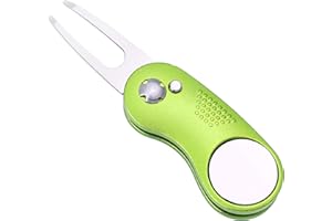 Mile High Life Golf Divot Repair Tool, All Metal Foldable Divot Tool with Pop-up Button & Magnetic Ball Marker