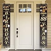 Happy Birthday Cheers to 88 Years Black Gold Yard Sign Door Banner 88th Birthday Decorations Party Supplies