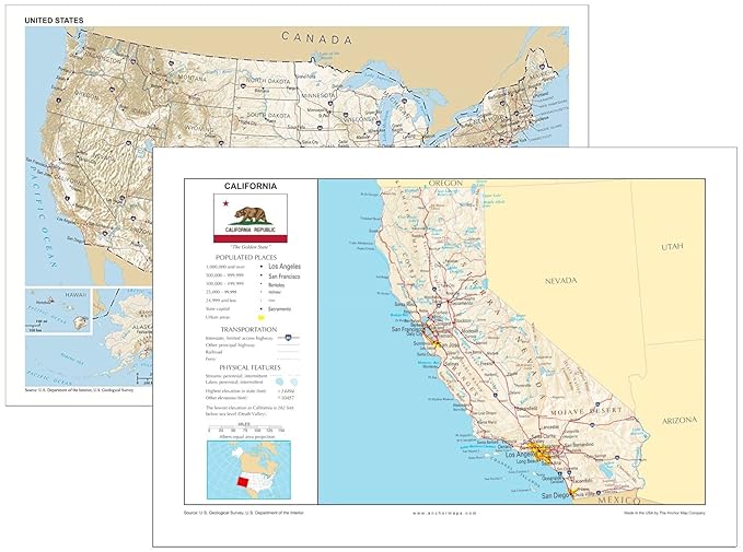 Amazoncom 13x19 California And 13x19 United States Amazoncom 13x19 California And 13x19 United States