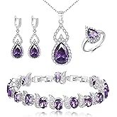 BriLove Wedding Jewelry Set for Women Bride Bridesmaid, Gorgeous Cubic Zirconia Teardrop Necklace Earrings Bracelet Adjustable Ring Jewelry Gift for Birthday/Anniversary/Mother’s Day
