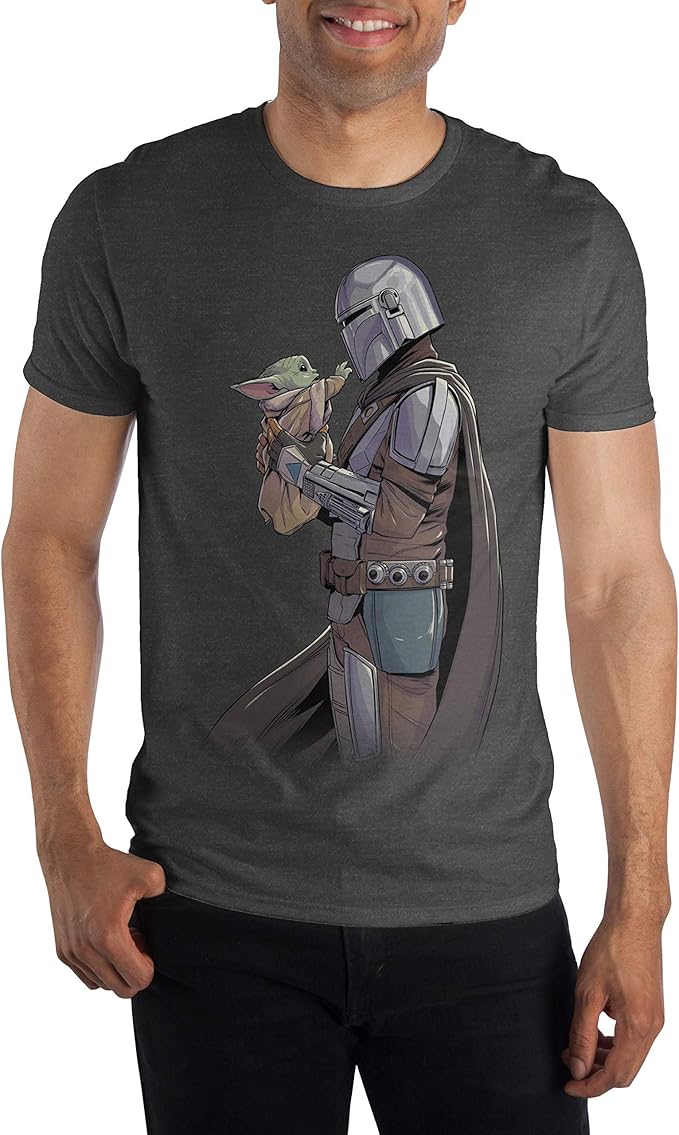 Bioworld Star Wars The Mandalorian Baby Yoda Grogu Mens Grey TShirt Amazon.ca Clothing