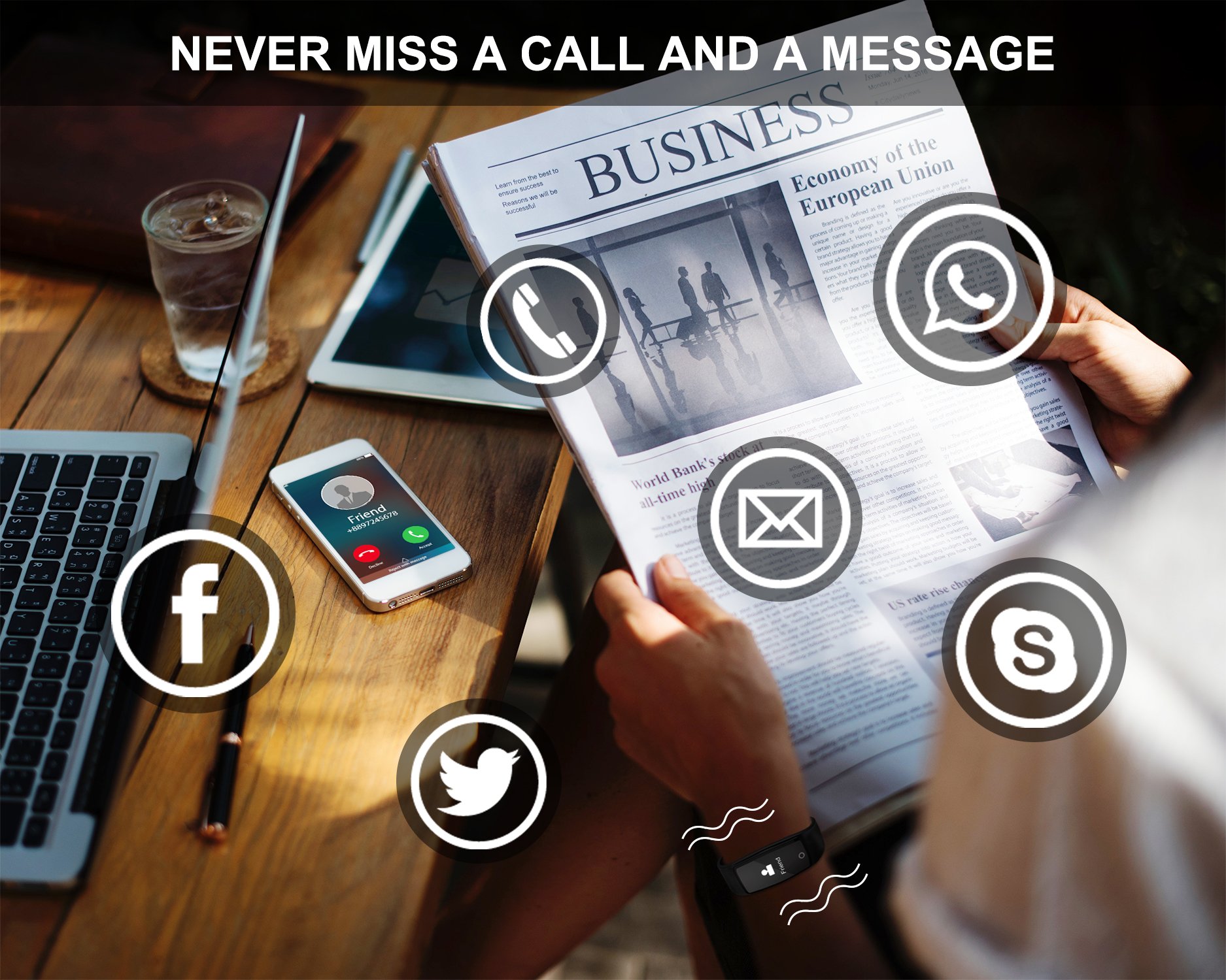 Fitness Tracker Watch, GULAKI Smart Wristbands Waterproof Smart Activity Tracker with Heart Rate Monitor Sleep Monitor Bluetooth GPS Route Tracking Pedometer Step Counter for Workout Exercise for Android and IOS Smart Phones - Black Upgrade