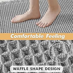 MIULEE Set of 2 Waffle Bathroom Rugs, Boho Bath