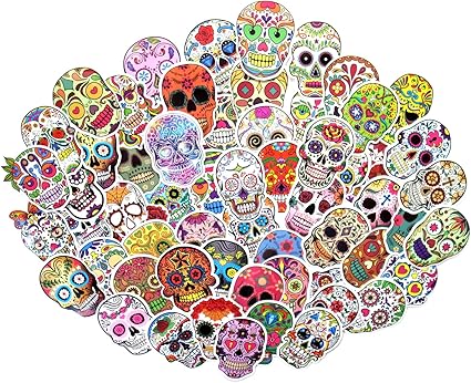 Amazon Co Jp カラベラ スカル アート ステッカー 60枚セット Pvc 防水 シール ドクロ 骸骨 メキシコ 並行輸入品 ホーム キッチン