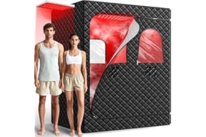 ITHERAU 2 Person Infrared Sauna Box for Home, Portable Steam Sauna with 660nm 850nm Red Light Therapy Lamp, 5-Layer Waterproof, 2 Steamers, 2 Folding Chair