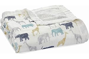 aden + anais Silky Soft Dream Blanket, 100% Viscose Bamboo Muslin Baby Blankets for Girls & Boys, Nursery Crib Blanket, Shower & Registry Gift, Expedition Elephants and Giraffes