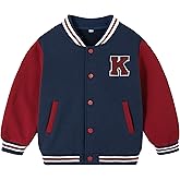 Volunboy Kids Baseball Jacket Varsity Letterman Coat Fall Winter Fleece Bomber Vintage Outerwear