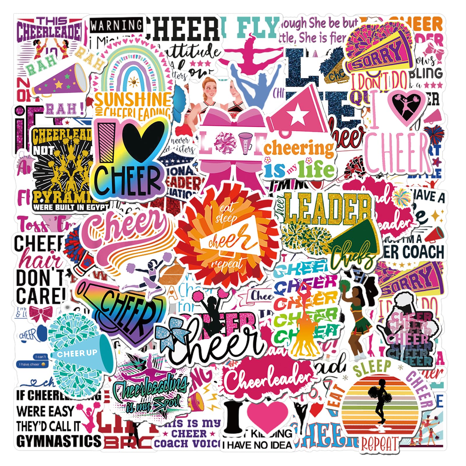 Photo 1 of  Cheerleader Stickers, Vinyl Waterproof Decals, Perfect Cheerleading Gifts and Cheer Stuff with Motivational Positive Stickers for Water Bottles Laptop Computer Luggage Cup