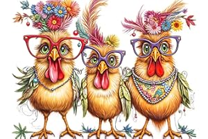 BENJENES Chicken Diamond Painting Kits for Adults Beginners 5D Chicken Diamond Art Kits for Adults, DIY Round Full Drill Diamond Art Hen Gem Art Painting Crafts Kits for Home Decor Gift 12×16 in