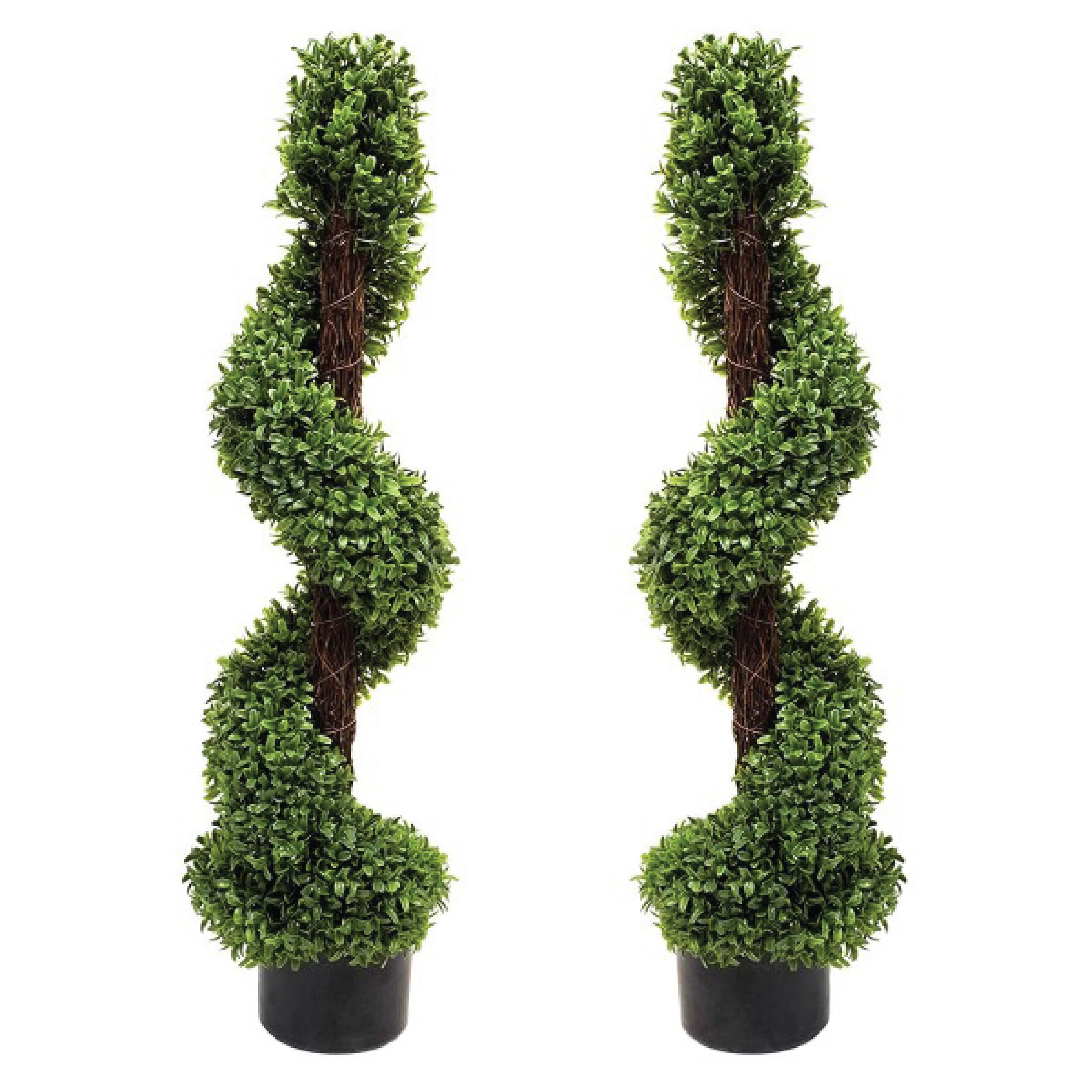 2 x Artificial Topiary Boxwood Spiral Trees (3ft/90cm)