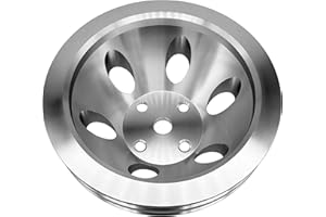 GARDANS SBC 2 Groove LWP Aluminum Pulley for Chevy Fit with Long Water Pump Crank