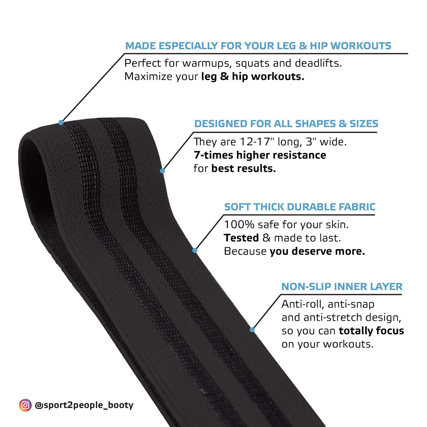 Sport2people Exercise Band For Legs And Butt With Free 4 Week Booty Workout Program Fabric Resistance Loop Bands Set For Strength Training Home