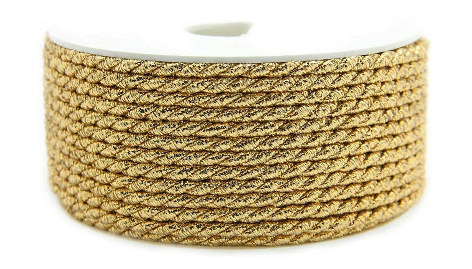 finemark 25 m x 4 mm twist cord gold glitter gift ribbon Christmas lurex without wire glossy shiny golden string DIY ribbon