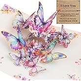 Erythem Butterflies Pop Up Birthday Card with Envelope, 3D Butterfly and Flower Greeting Card for Mother’s Day Anniversary Valentine’s Day and Thank You for Women Mom Wife Sister