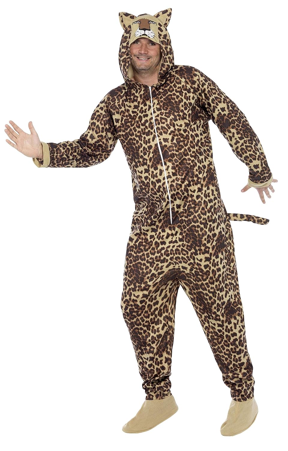 Leopard Costume, Brown, All in One with Hood man leopard