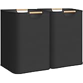 STORAGE MANIAC 2-Pack Large Laundry Hamper, 100L (26.4 Gal) Collapsible Laundry Basket with Bamboo Handles, Freestanding Waterproof Clothes Hamper for Laundry Room, Bedroom, Dorm, Towels, Toys, Black