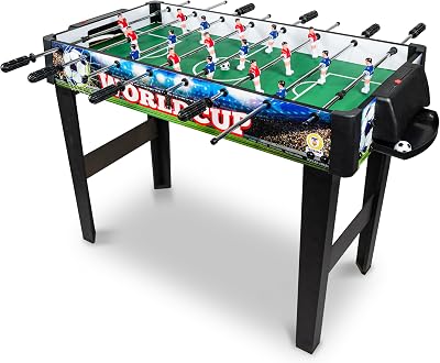 , Football baby-foot édition worldcup, billard de maison avec 2 balles et marque-points, table de football pour adultes et enfants, hauteur 62 cm