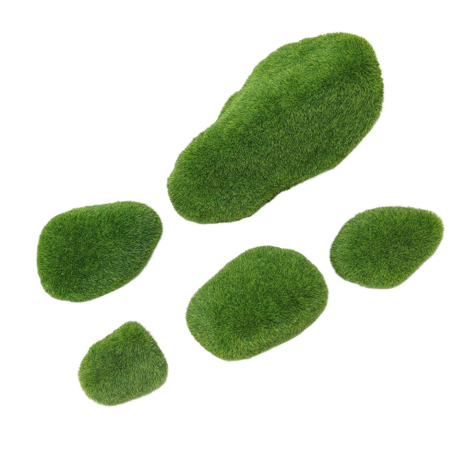 Tnfeeon 5PCS Artificial Moss Rocks for Home Decor and Aquariums