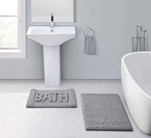 Amazon Com Vcny Home Heathered Bath Rugs 17x24 Grey Home Kitchen