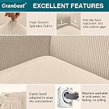 Granbest 3 Seater Sofa Cover Beige High Stretch Non Slip Jacquard Spandex view 3
