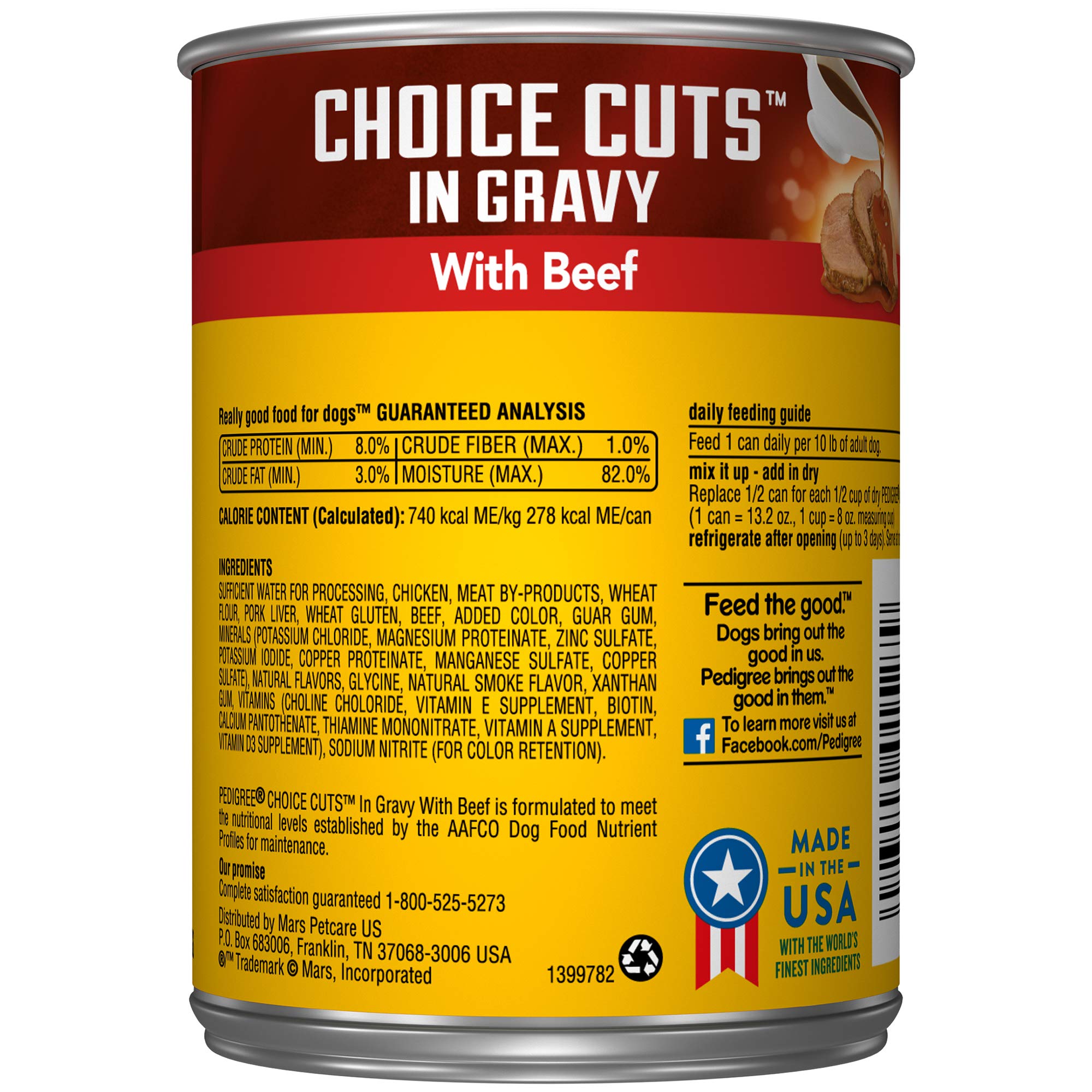 PEDIGREE CHOICE CUTS IN GRAVY Adult Canned Wet Dog Food, 13.2 oz. Cans