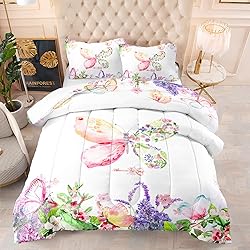 CVHOUSE Butterfly Comforter Set Full Size,Flower