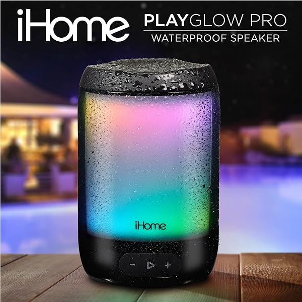 IHOME WATERPROOF BLUETOOTH SPEAKER WITH 25 HOUR MEGA BATTERY, COLOR CHANGING RECHARGEABLE AND PORTABLE OUTDOOR SPEAKER (IBT840BZ)