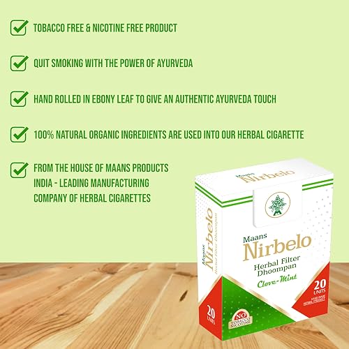 plant based cigarettes NIRBELO Clove Mint Flavored Herbal Filter Sticks | Tobacco & Nicotine Free | Plant-Based Herbal Blend | Individually Filtered winston plant based menthol cigarettes