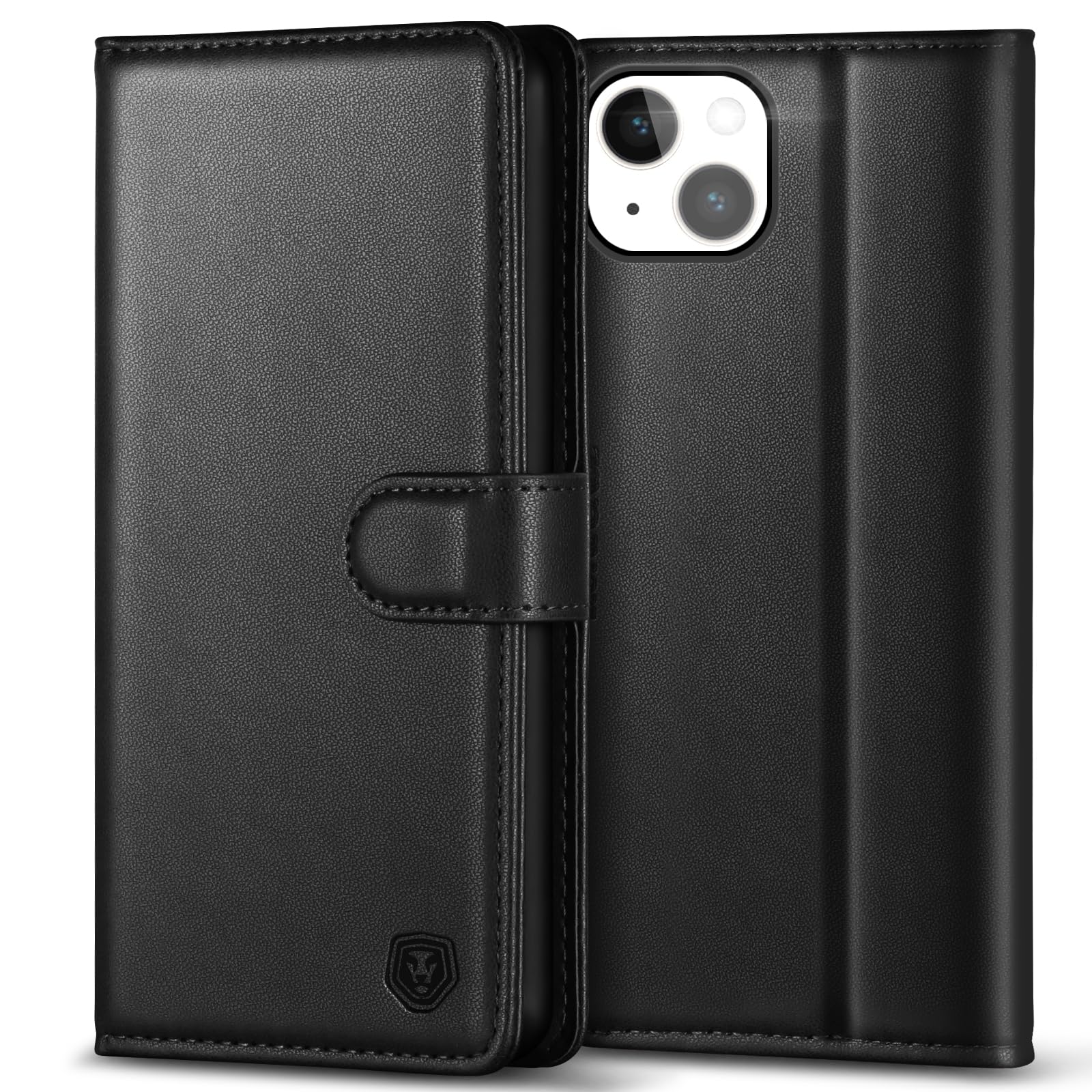 Kuafcase Compatible for iPhone 14 Plus Case with 4 Card Slots Magnetic Closure Kickstand Shockproof Protective Phone Case Compatible for iPhone 14 Plus - Black — image 1