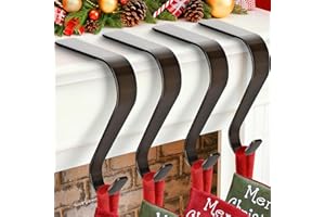 ZYSUN Christmas Stocking Holders for Mantle Set 4, Non-Slip & Scratch-Free Stocking Holder for Fireplace Christmas Decorations, Upgrade Lightweight Mantle Stockings Hangers Hooks for Xmas Decor (Nickel)