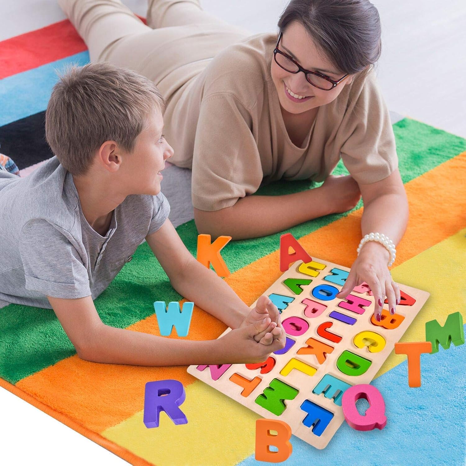 Wooden Puzzles for Toddlers, Wooden Alphabet Puzzles for Toddlers, ABC Wooden Puzzles, Educational Learning Puzzle for Kids Girls and Boys Gifts (Alphabet): Toys & Games