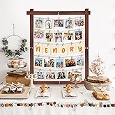 X-Kingsun 1 Pack 32x24Inch Photo Display Board for Wedding Wooden Picture Frames with 40 Clips Rustic Collage Wall Decor for Graduation Party Hanging Photos Postcards Greeting Cards