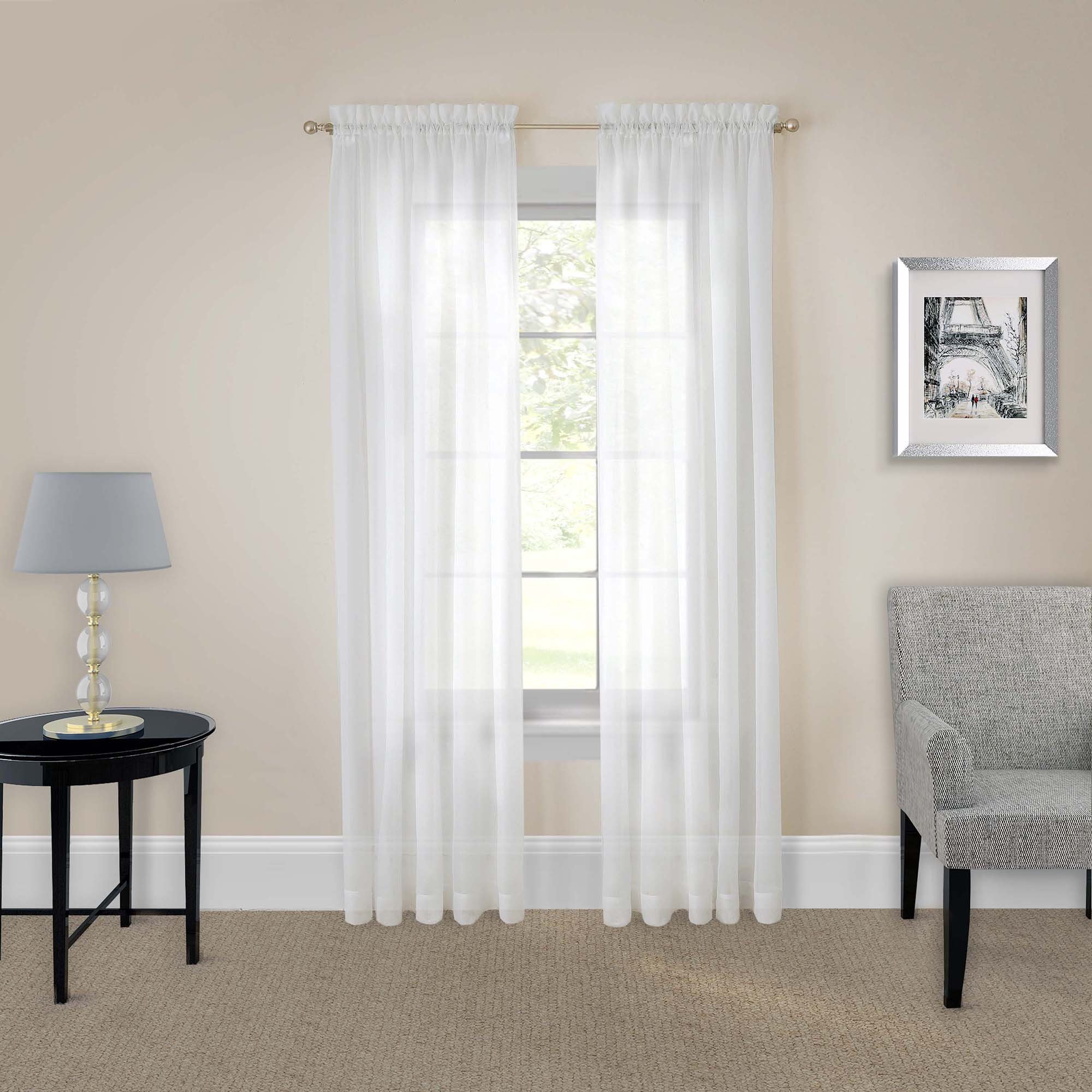 PAIRS TO GO Sheer Curtains for Bedroom - Victoria Voile 118"" x 84" Light Filtering Double Rod Pocket Window Panel Curtain Living Room, White