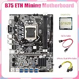 Nicfaky B75 ETH Mining Motherboard 8xPCIe USB Adapter G1620 CPU 6pin 8pin Cable view 2
