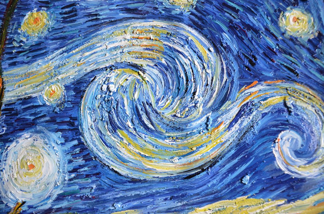 Asdam Art 100 Pintado A Mano 3D Azul Noche Estrellada Por Vincent Van