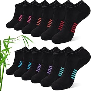Effeet Bambus Sneaker Socken Damen 6/12 Paar, Atmungsaktive Gepolsterte Sportsocken Laufsocken, Anti Schweiß Kurze Socken Damen 39-42 35-38 Bunt, Geschenke für Frauen Sommer