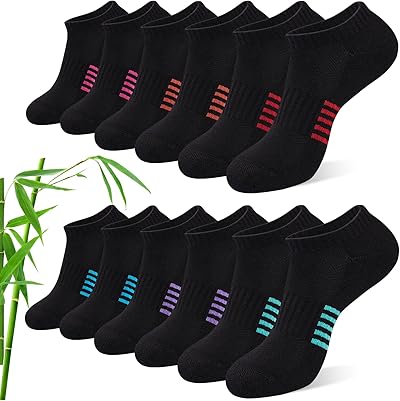 Effeet Bambus Sneaker Socken Damen 6/12 Paar, Atmungsaktive Gepolsterte Sportsocken Laufsocken, Anti Schweiß Kurze Socken Damen 39-42 35-38 Bunt, Geschenke für Frauen Sommer