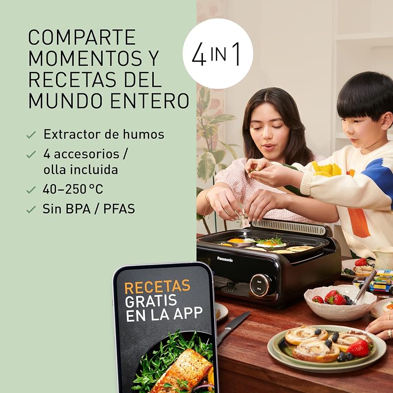 NF-GM400 Multi Cooker 4 em 1, grelhador elétrico, frita, cozinha lenta, churrasco, vapor, salteado, 1400 W, 40-250 °C, 9 modos automáticos, extrator de fumo, tabuleiros aptos para máquina de lavar loiça
