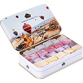 Cerez Pazari Turkish Delight Candy Gift Basket, Luxury Lokum Dessert, Gourmet Christmas Holiday Corporate Food Gifts in Elegant Tin Box, With 5 Unique Flavors, No Nuts, 13.2 oz.