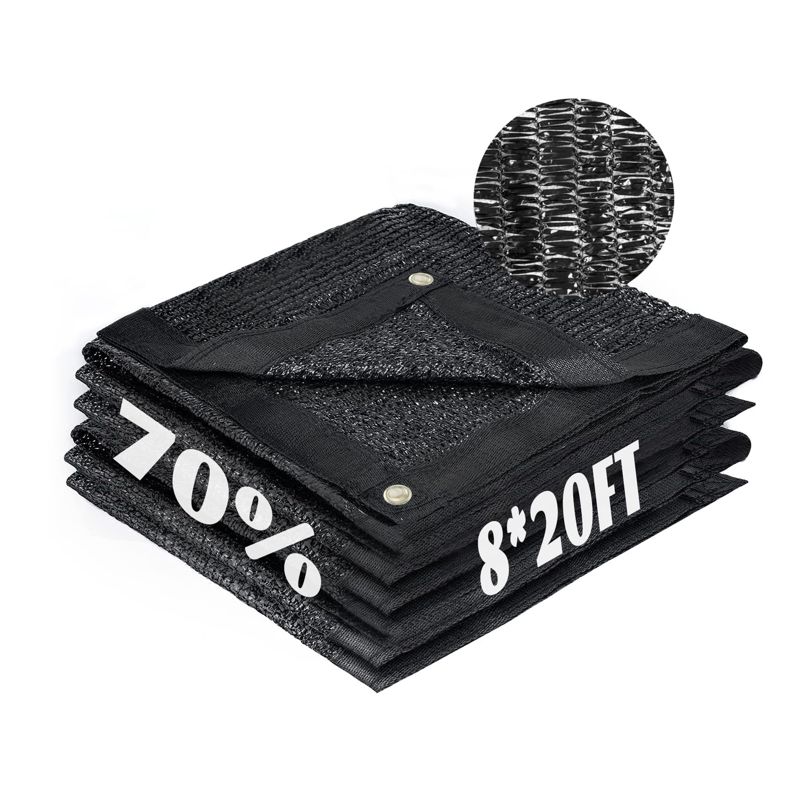 Photo 1 of Cool Area 70% Sun Shade Cloth Mesh Tarp with Grommets for Plant Cover 8x20ft Patio Canopy Garden Pergola Greenhouse Car Barn Kennel Black