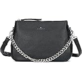 ALEX&MIA Crossbody Bag for Women - Medium Vegan Leather Handbag with Multiple Zippered Pockets, Two-Strap Design