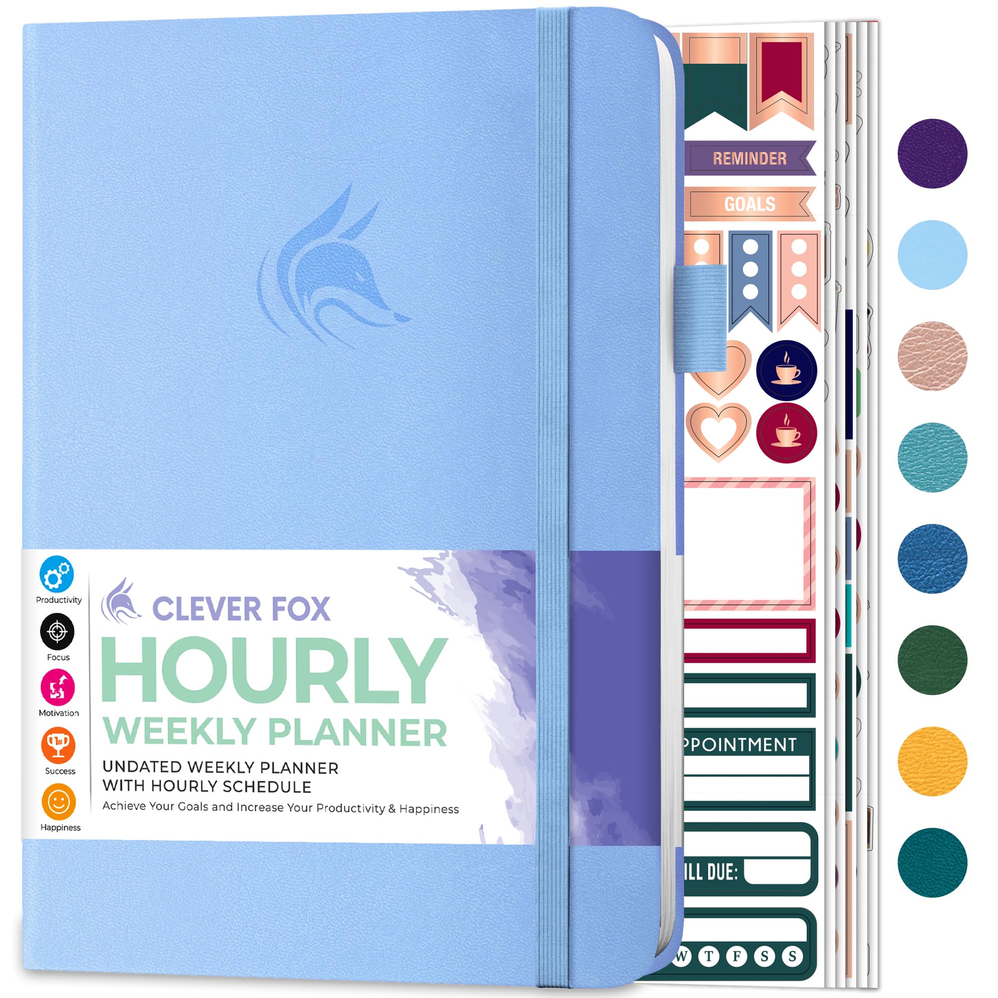 Clever Fox Planner Schedule – Undated Weekly & Monthly Life Planner with Time Slots, Appointment Book & Daily Organizer, A5 (Periwinkle)