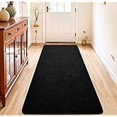 Chicrug 2x6 Minimalist Washable Runner Rugs for Bedroom Hallway, Modern Soft Memory Foam Rug for Kids Nursery, Low Plie Indoor Runner Entryway Carpet for Dorm Kitchen Bedside Living Room Decor, Black