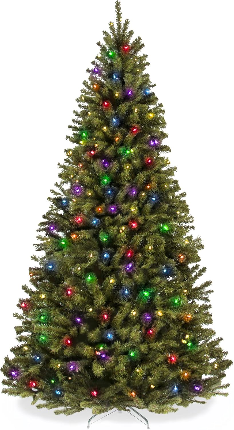 Trees - Best Choice Products 6ft Pre-Lit Christmas Tree, Spruce Hinged Artificial Tree w/ 250 Multicolored LED Lights, 798 Branch Tips, Metal Hinges & Foldable Stand
