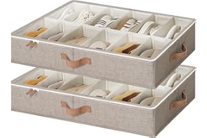StorageWorks Under Bed Shoe Organizer for Closet, 2-Pack Ultra-thick Fabric Shoe Storage Containers with Bottom Support and A