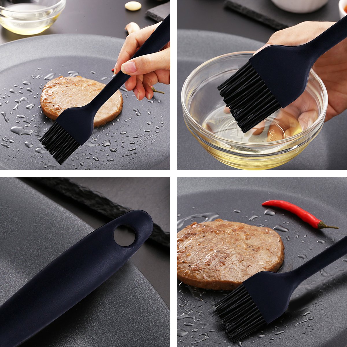 Silicone Spatula Set WISHPOOL 4+1-Piece Non-Stick/Heat Resistant kitchen Cooking Utensil Set Created for Cooking/Baking and Mixing with free gift Silicone Oil brush