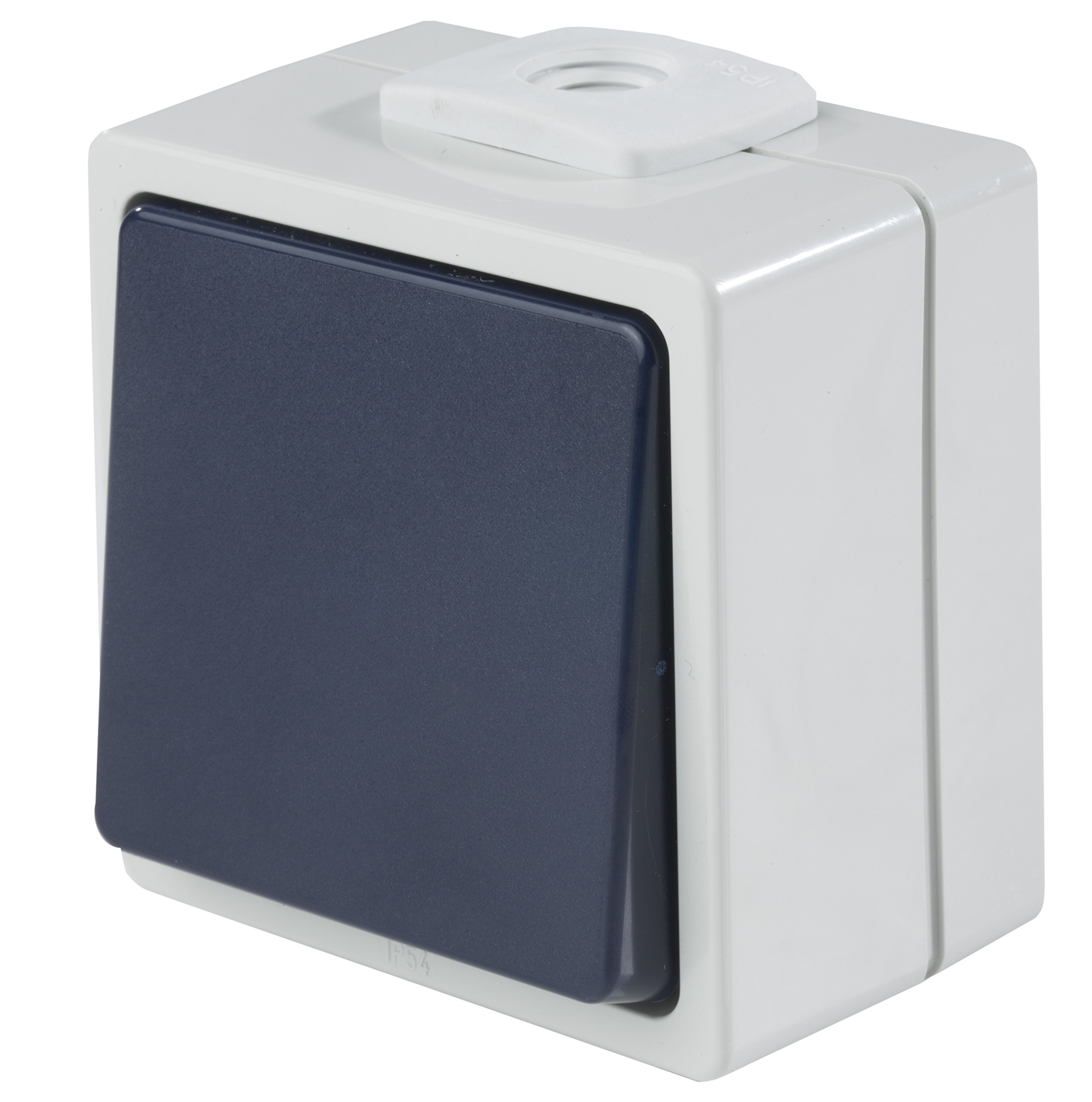 as - Schwabe 62452 Surface-Mounted Push Button Changer Light Switch for Wet Rooms UV-Resistant Connection Cables up to max. 2.5 mm² 230 V/10 A IP54 Grey Made in Germany